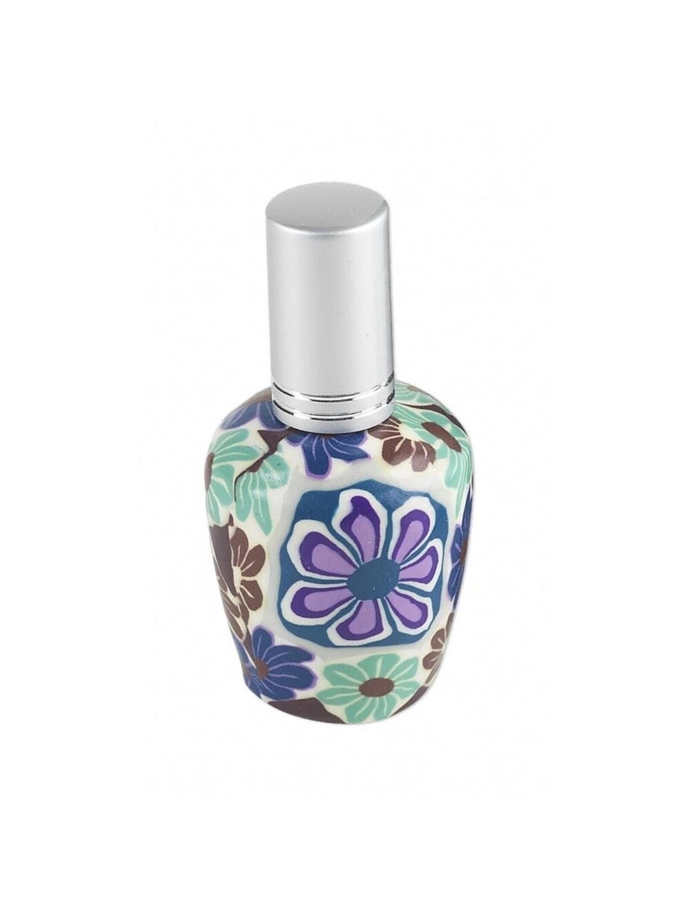 Blue Green Multi Flowers Refillable Spray Perfume Bottle Glass & Poly Clay